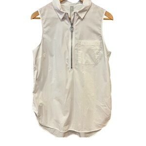 Athleta Sleeveless Half-Zip Collared Top | White | Size M